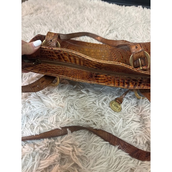 Vintage Brahmin Toasted Almond Collection Alligator Embossed Leather Purse Tote
